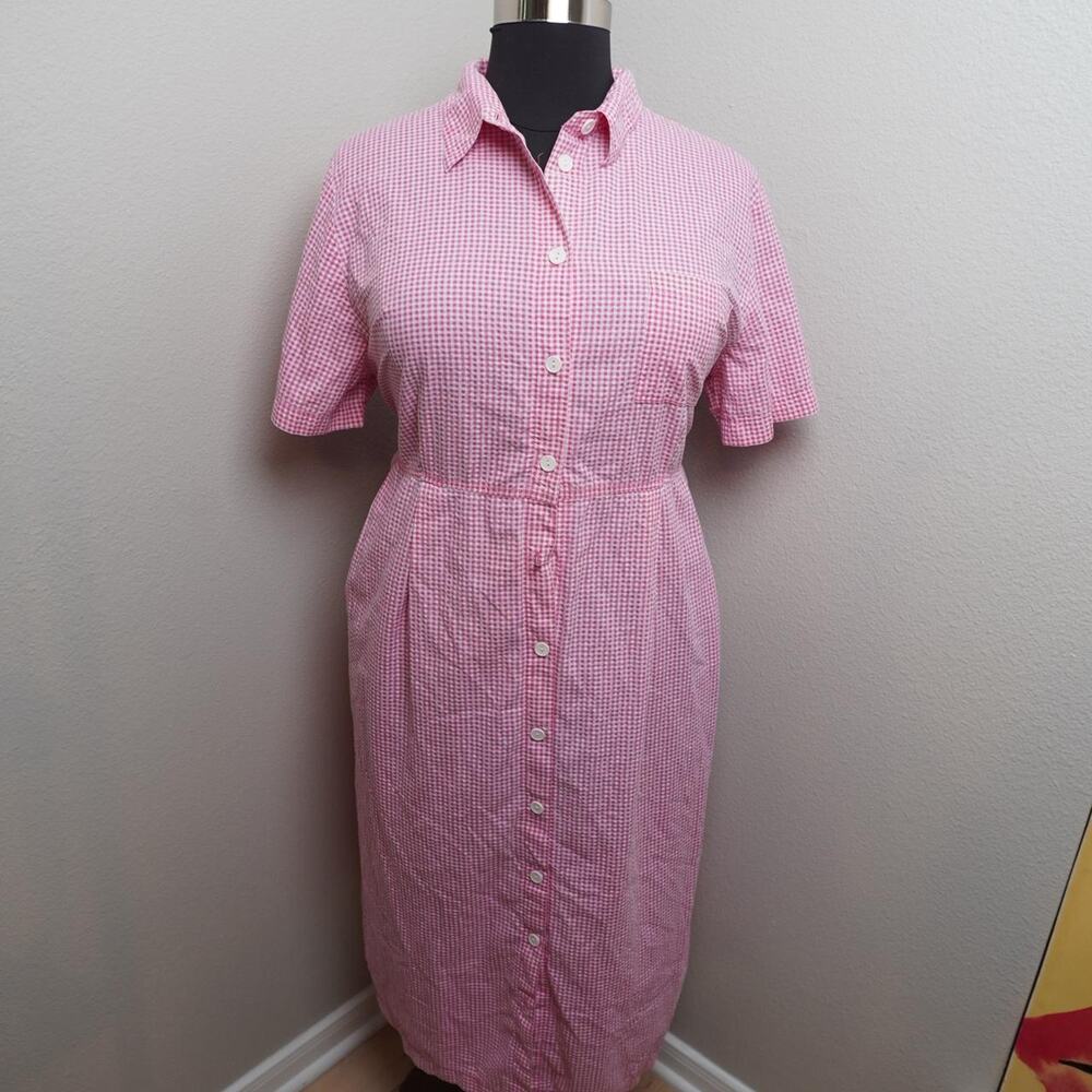 Vintage Pink Gingham Midi Dress Plus Size
